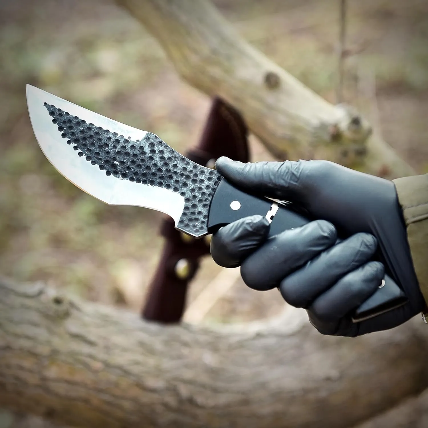 Bushcraft Tracker Knife with Black Carbon Steel Blade & Leather Sheath – Knife with Micarta Handle for Unrivaled Camping Performance & Outdoor Hunting Tool - Gift for Men