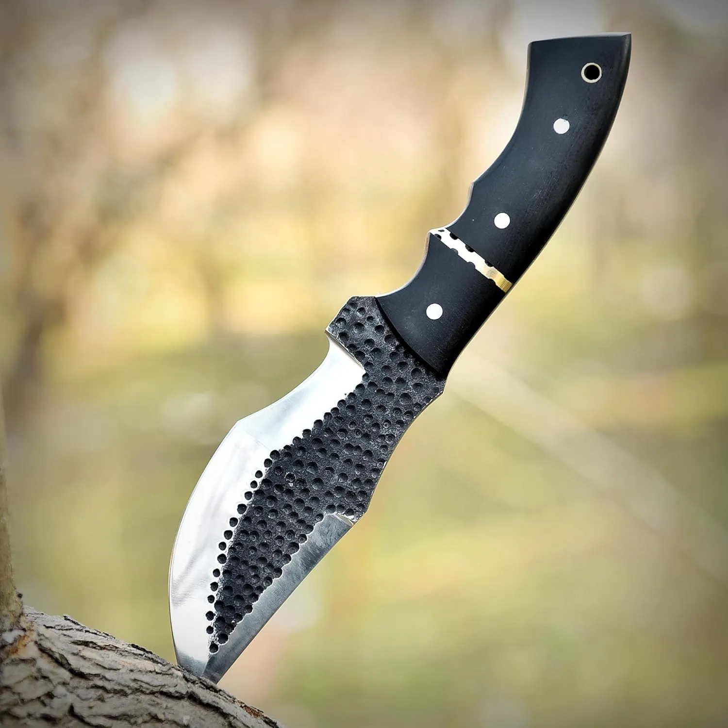 Bushcraft Tracker Knife with Black Carbon Steel Blade & Leather Sheath – Knife with Micarta Handle for Unrivaled Camping Performance & Outdoor Hunting Tool - Gift for Men