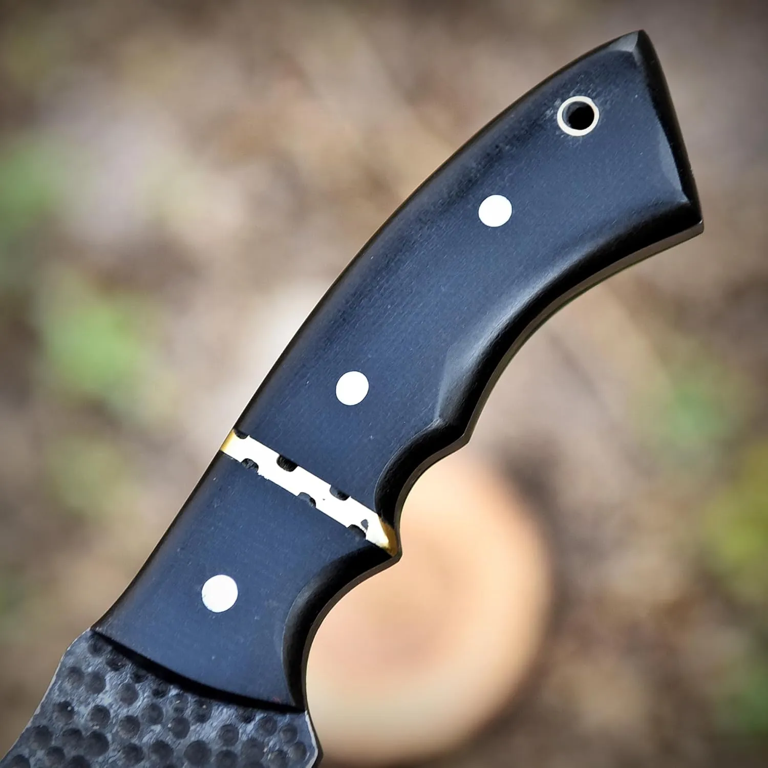 Bushcraft Tracker Knife with Black Carbon Steel Blade & Leather Sheath – Knife with Micarta Handle for Unrivaled Camping Performance & Outdoor Hunting Tool - Gift for Men