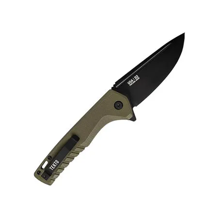 Button Lock Folding Knife, Oversized Fine Edge Drop Point Blade