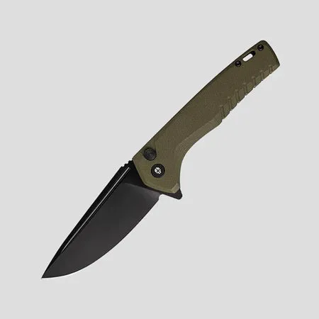 Button Lock Folding Knife, Oversized Fine Edge Drop Point Blade