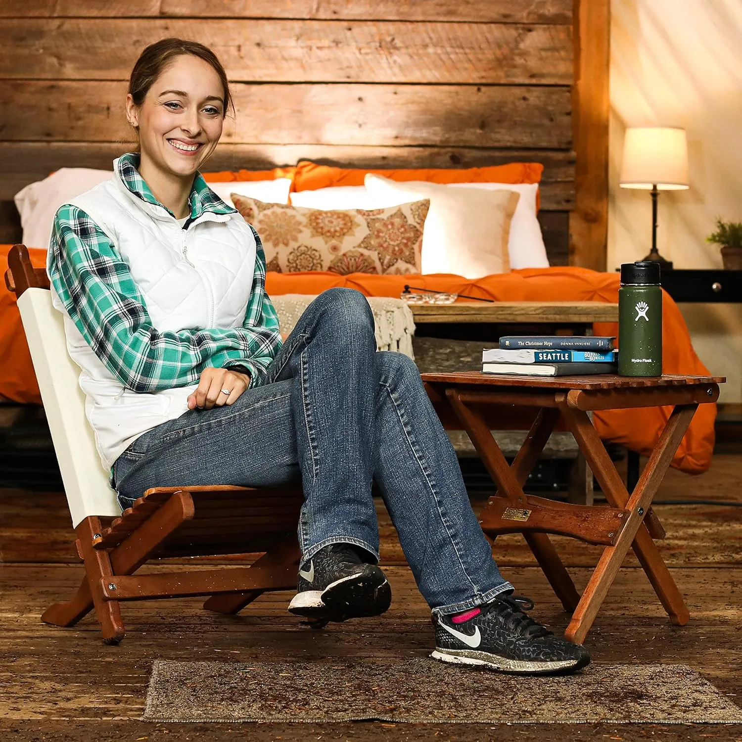 BYER OF MAINE Pangean Lounger, Durable Hardwood with Heavy Duty Polyester, Easy to Fold and Carry, Portable and Foldable Pangean Furniture
