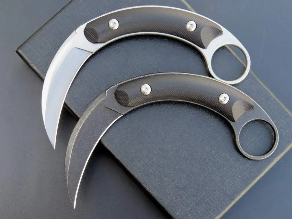 C16901 Fixed Blade Knives D2 Steel G10 Handle Outdoor Survival Claw Knife,Camping EDC Tools, Kydex Sheaths(Silver)
