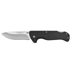 Camillus Bushcrafter Mini 6.75" Black Compact Durable Drop Point 440 Stainless Steel Everyday Carry Folding Pocket Knife with Micarta Handle & Pocket Clip