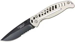 Camillus EDC3 6.75" Partially Serrated Folding Knife Tactical Pocket Knife, Silver/Black (19166)