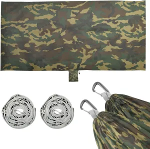 Camouflage Military Dark Green Camping Hammock Single Portable Hammocks 330 lbs Capacity with 2 Tree Straps and Attached Carry Bag,Perfect for Outdoor,Indoor,Beach,Camping,Travel
