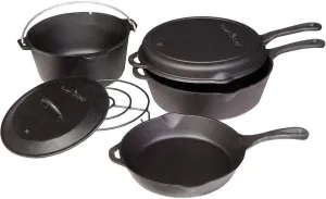 Camp Chef 6-Piece Set - Cast Iron Cookware, Including Dutch Oven, Skillets & More - Cast Iron Skillet Set for Indoor & Outdoor Cooking