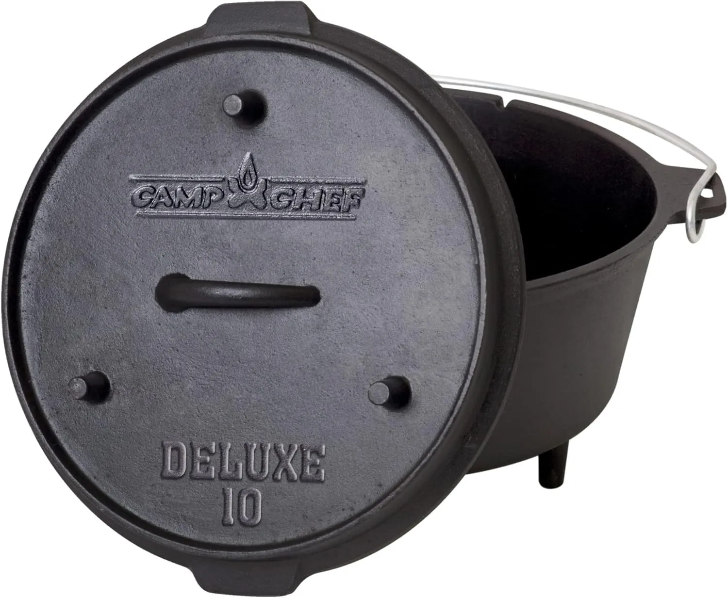 Camp Chef Deluxe 10 Dutch Oven - Cast Iron Dutch Oven with Lid & Lid Lifter for Indoor & Outdoor Cooking - 6 Quarts