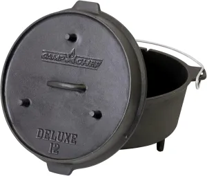 Camp Chef Deluxe 12 Dutch Oven - Cast Iron Dutch Oven with Lid & Lid Lifter for Indoor & Outdoor Cooking - 9 1/3 Quarts