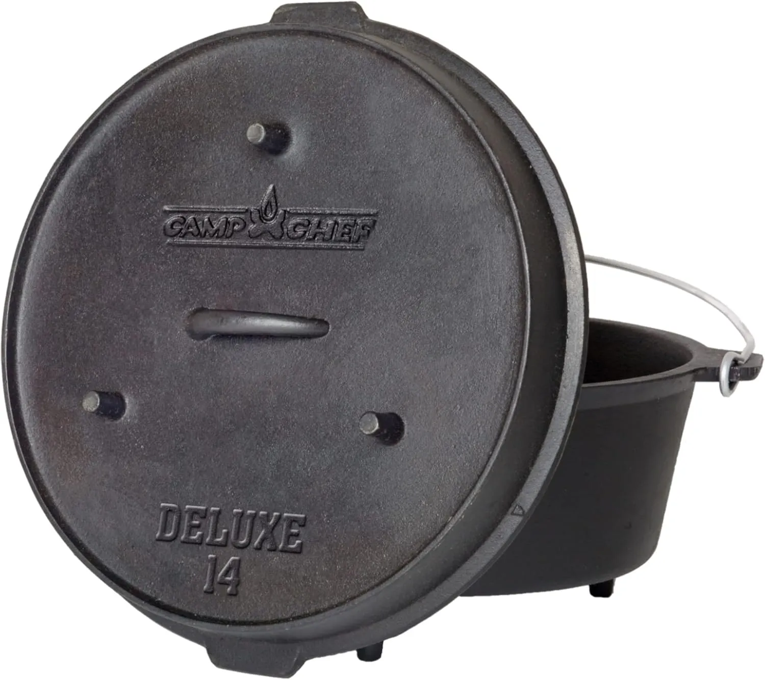 Camp Chef Deluxe 14 Dutch Oven - Cast Iron Dutch Oven with Lid & Lid Lifter for Indoor & Outdoor Cooking - 12 Quarts