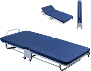 Camp Cots for Adults with Mattress 400lbs Max Load Foldaway Guest Bed, Portable Folding Bed for Adults for Camping Tent Office Outdoor Travel Sleep Over(110x188CM)