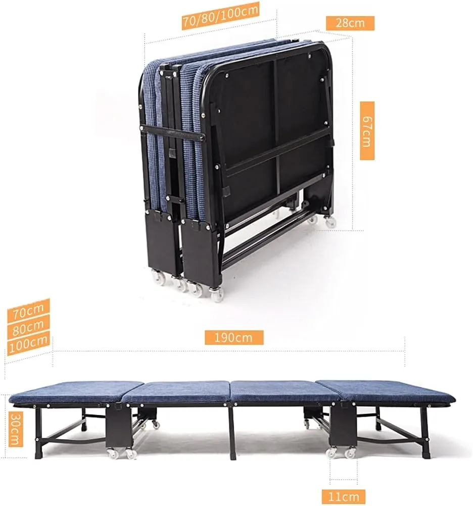 Camping Cot Bed Easy to Fold Heavy Duty Folding Bed, 300 Lbs Max Weight Capacity, Guest Bed with 3D Stretch Knit Material Cover Mattress Comfortable for Outdoor&Indoor