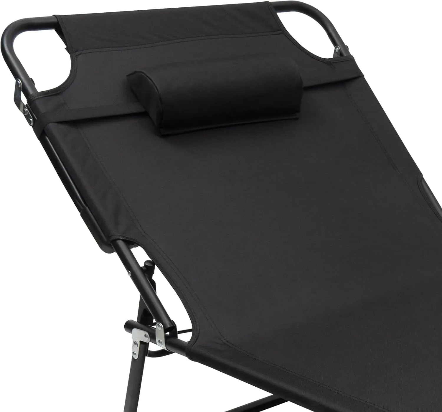 Camping Cot, Folding Outdoor Portable Lounge Chair Sleeping Cots Bed, Adjustable Camping Cot for Camping, Hiking, Traveling, Office Nap and Beach Vacation, Black