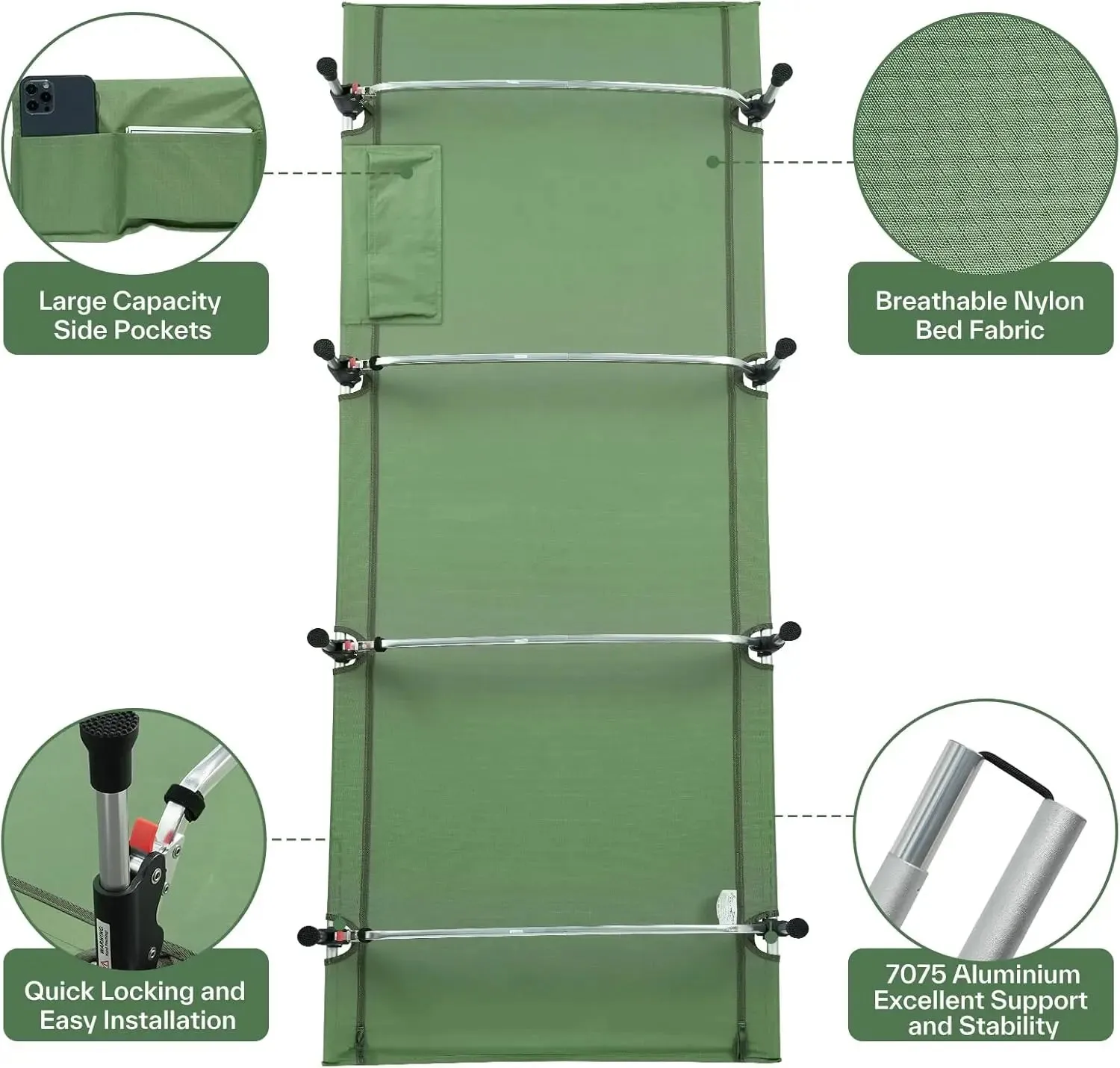Camping Cot Folding Portable Lightweight Bed for Adults