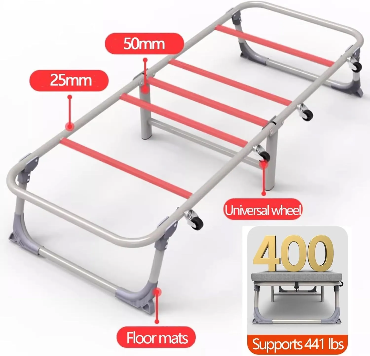 Camping Cot for Adults Folding Bed with Mattress Sleeping Cot Bed Supports 441 Lbs for Bedroom,Office,Camping Camping Bed