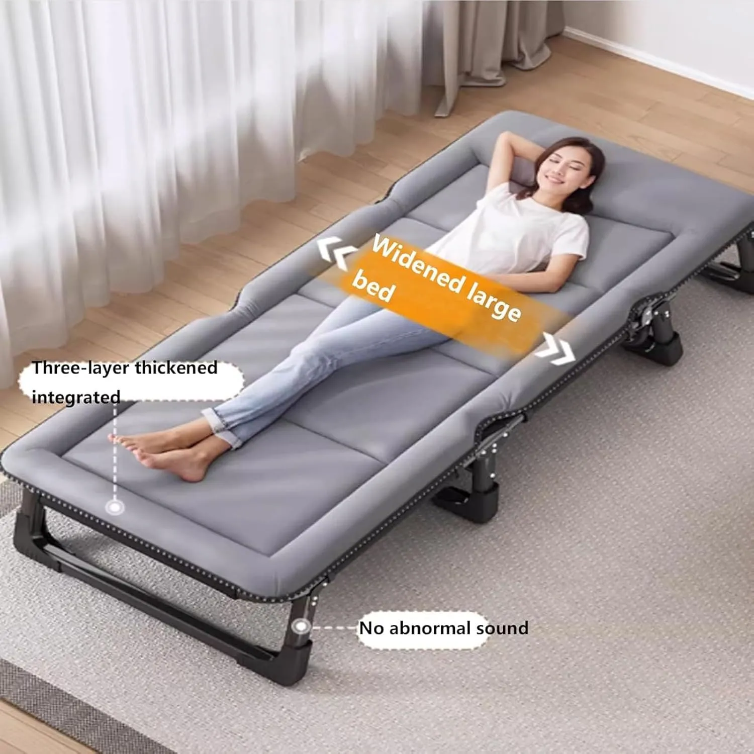 Camping Cot for Adults with Cushion and Pillow, Portable Comfortable Folding Bed for Sleeping, Extra Wide Sturdy, Holds Up to 440 Lbs