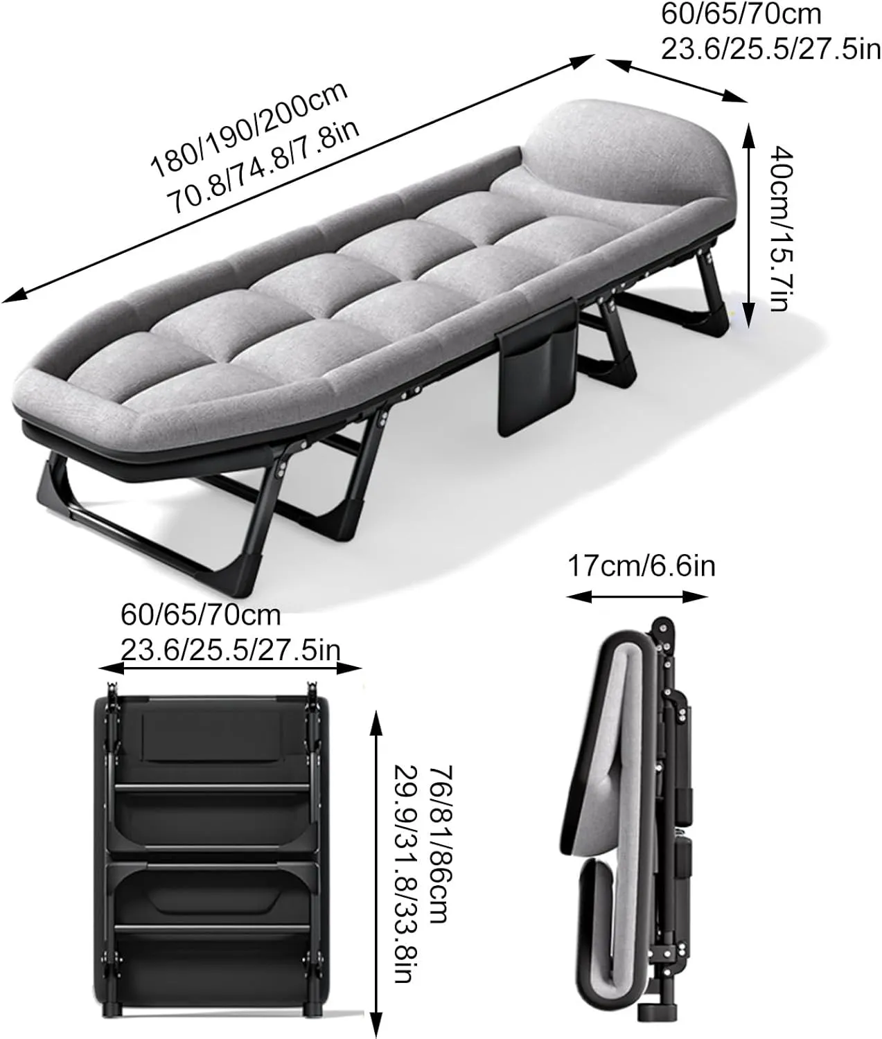Camping Cot - Heavy Duty Portable Folding Bed with Cushion & Pillow for Comfortable Sleep, Perfect for Outdoor Recreation and Camping Adventures