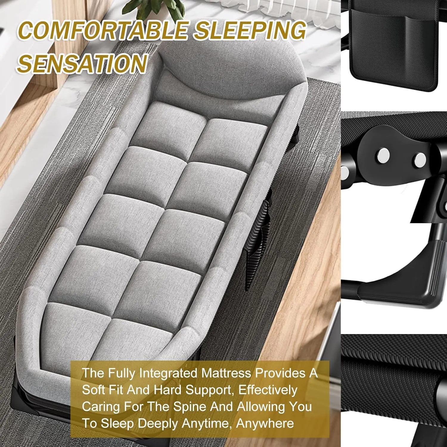 Camping Cot - Heavy Duty Portable Folding Bed with Cushion & Pillow for Comfortable Sleep, Perfect for Outdoor Recreation and Camping Adventures