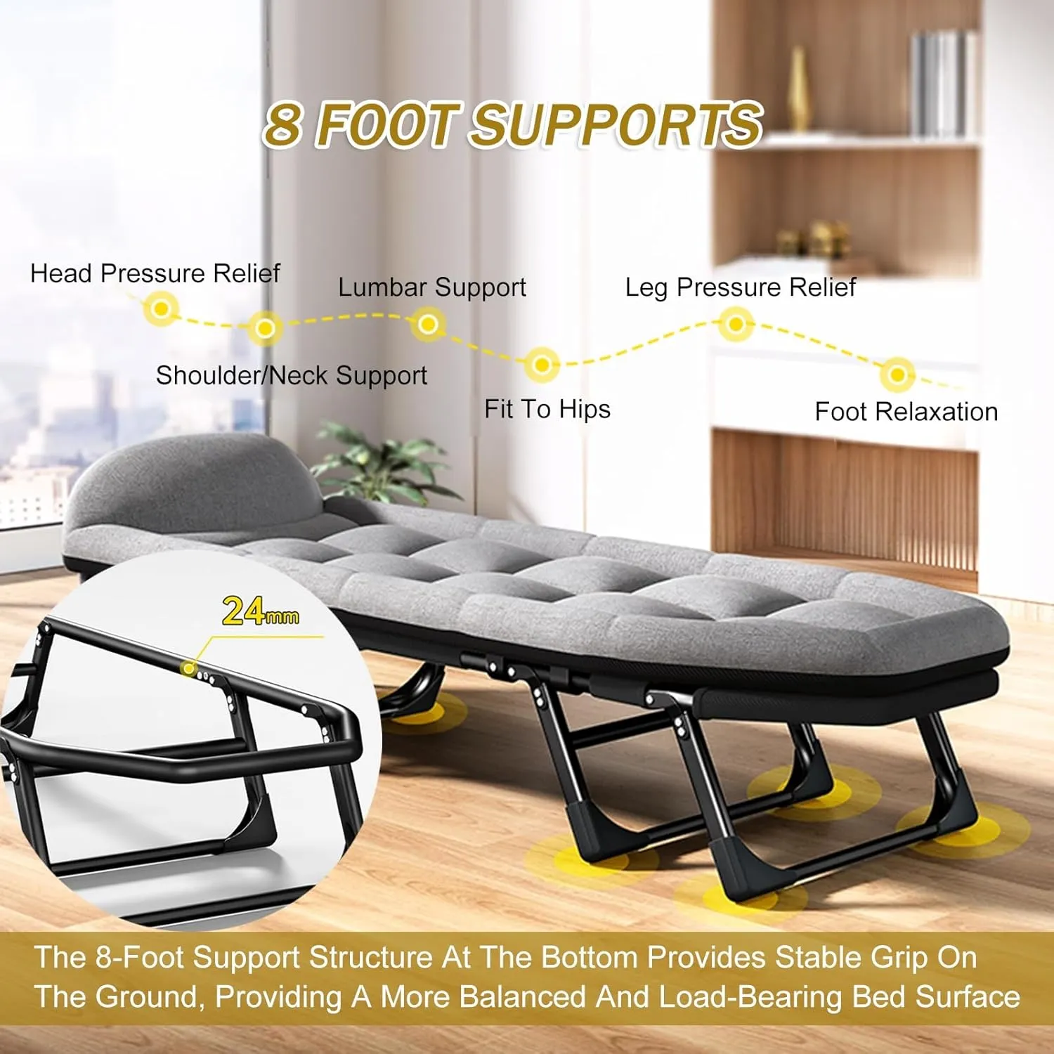 Camping Cot - Heavy Duty Portable Folding Bed with Cushion & Pillow for Comfortable Sleep, Perfect for Outdoor Recreation and Camping Adventures
