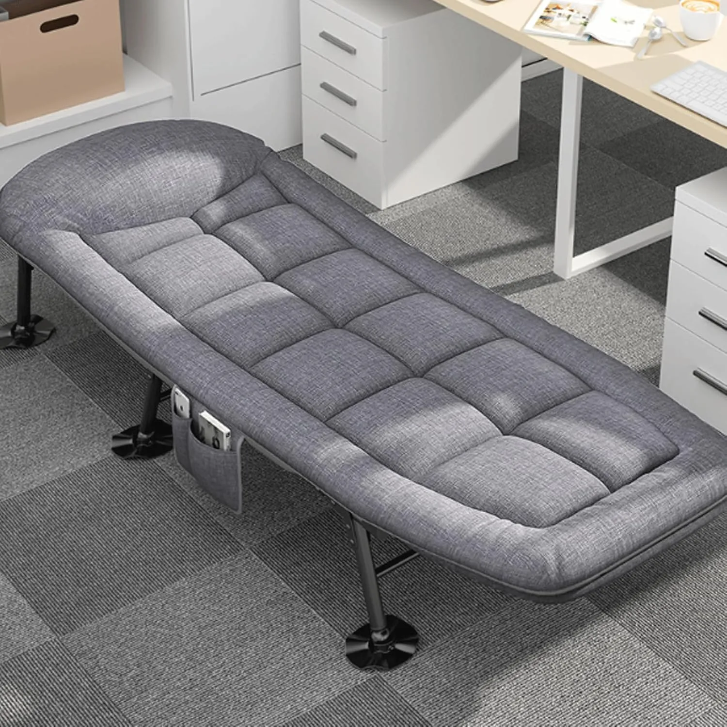 Camping cot Multi-Functional Duty Camping Cot - 450lbs Capacity with Built-in Cushion and Pillow, Portable for Indoor and Outdoor Use (180CM) Folding cot