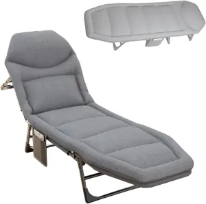 Camping Cot – Portable Folding Outdoor Bed with 5-Position Adjustable Backrest – Ideal for Camping, Beach, Travel, and Home Office Lunch Breaks