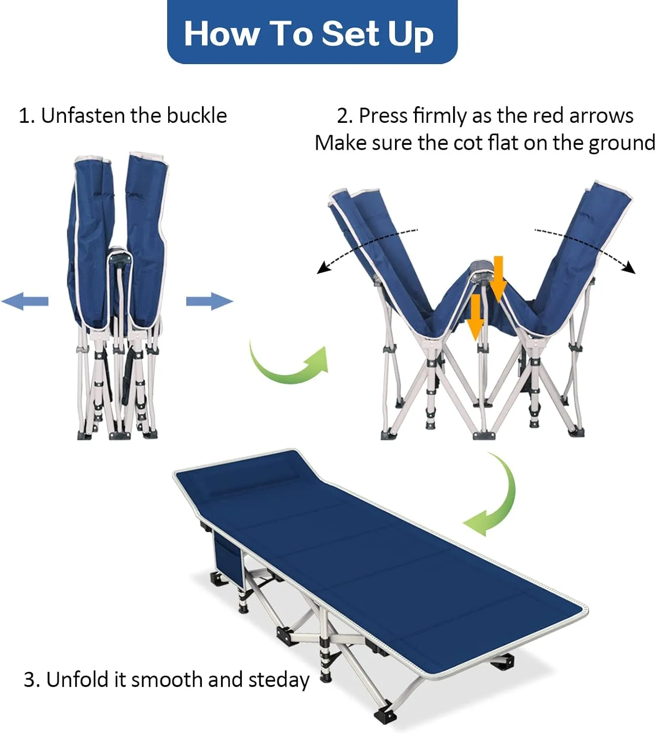 Camping Cot with Comfortable Mattress Cots for Sleeping Heavy Duty Folding Cot Camping Bed Portable Include Carry Bag for Home Travel Adults Vacation Outdoor