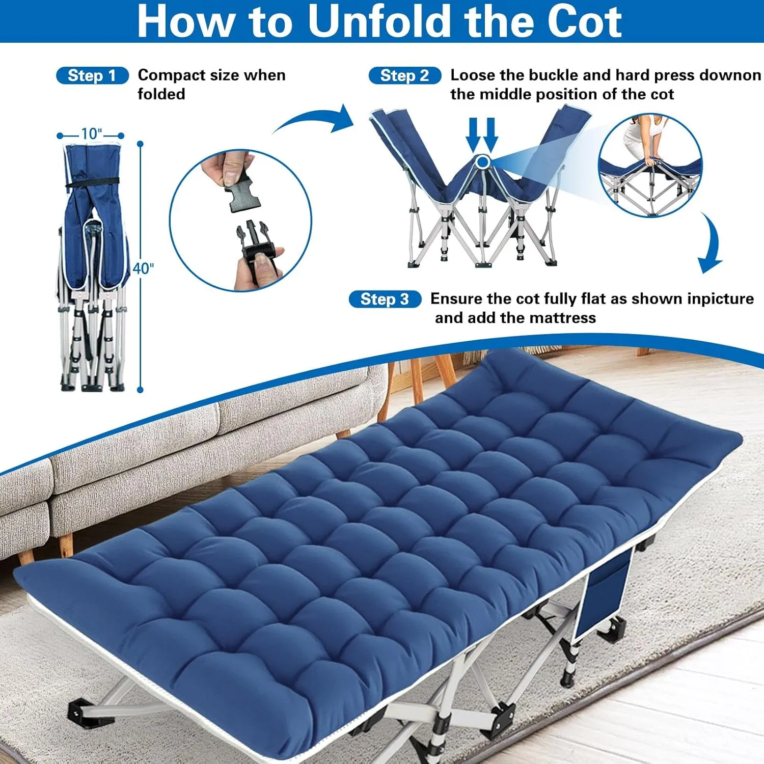 Camping cot with Mattress Comfortable 4