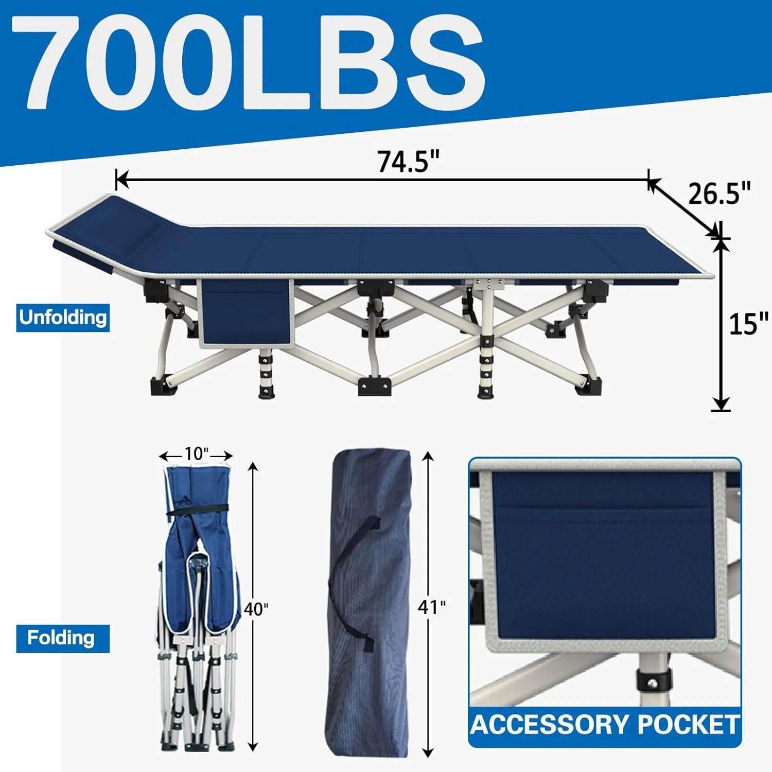 Camping cot with Mattress Comfortable 4