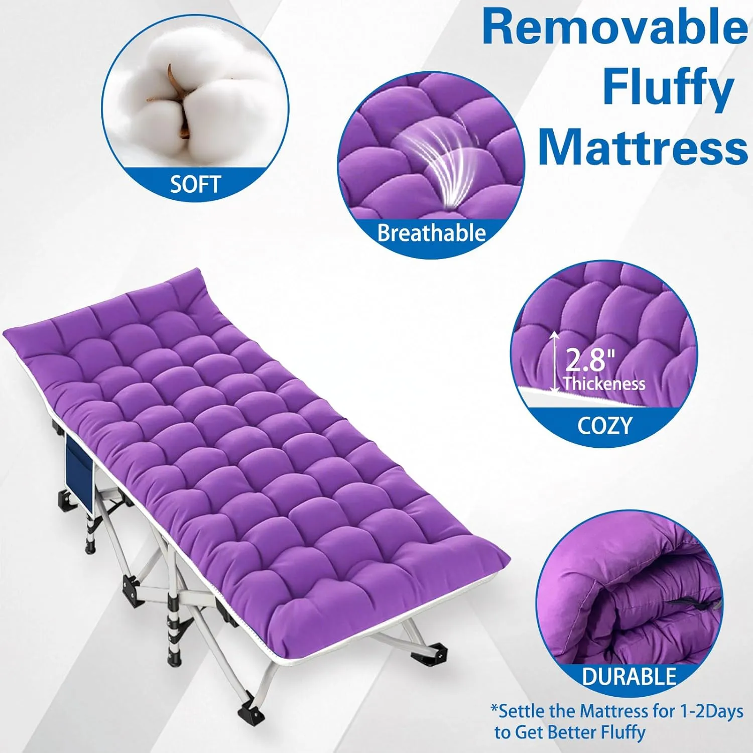 Camping cot with Mattress Comfortable 4