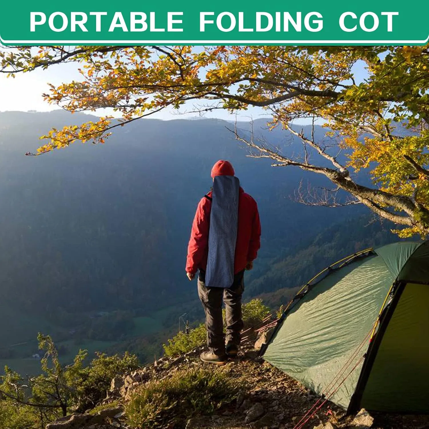 Camping Cot with Mattress Comfortable and Sturdy Load up to 450LB Cots for Sleeping Camping Bed Folding Cot with Carry Bag for Home Office Outdoor Vacation