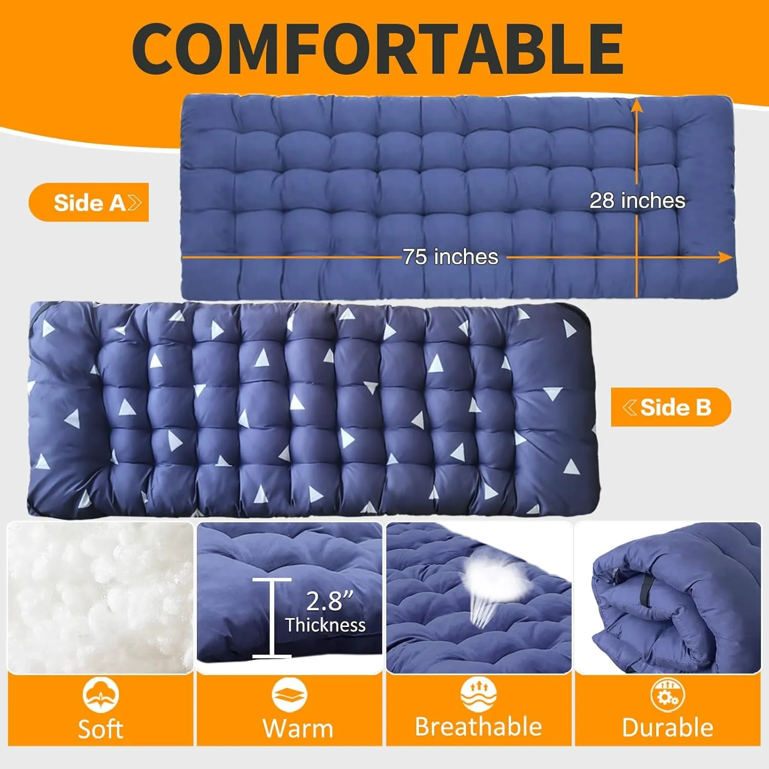 Camping Cot with Mattress Comfortable and Sturdy Load up to 450LB Cots for Sleeping Camping Bed Folding Cot with Carry Bag for Home Office Outdoor Vacation