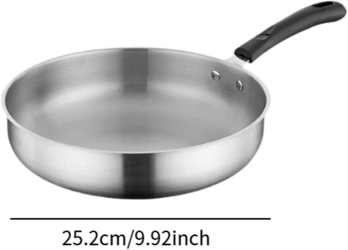 Camping Frying Pan Deep Fry Pan Nonstick Portable Gift Cooker Stainless Steel Skillet for Picnic Hiking Outdoor Home Camping, 25.2cm