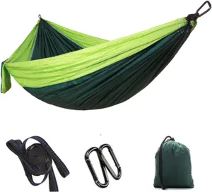 Camping Hammock Double & Single Portable Hammocks with 2 Hanging Straps Lightweight Nylon Parachute Hammocks for Backyard Travel Outside Hiking(118x79inch,Green)