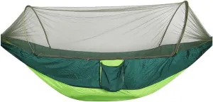 Camping Hammock with Mosquito Net -Up Light Portable Outdoor Parachute Hammocks Swing Sleeping Hammock Camping Stuff (Color : White-Style) (Vert)