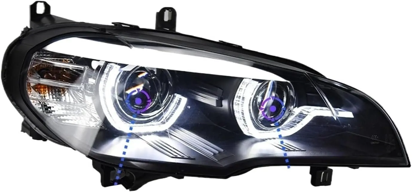 Car Model Head Lamp Compatible For X5 Headlights 2007-2013 E70 Angel Eye Headlight Signal Lamp Bi Xenon Auto Accessories
