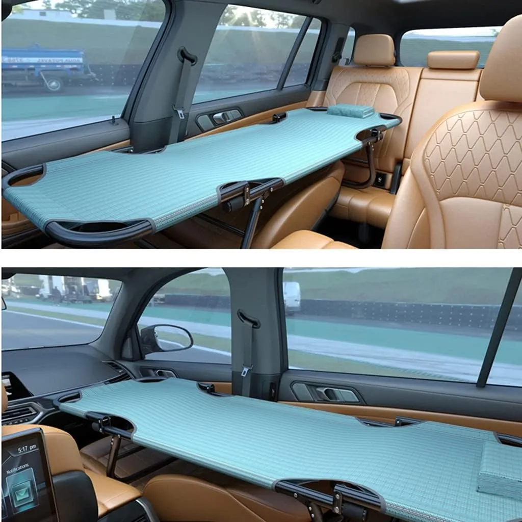 Car Travel Bed, Non-Inflatable Cushion, Universal Car Rear Seat Folding Travel Bed, Co-Pilot Office Outdoor Camping Bed (Blue, 134 * 84 * 32cm, Short Full)