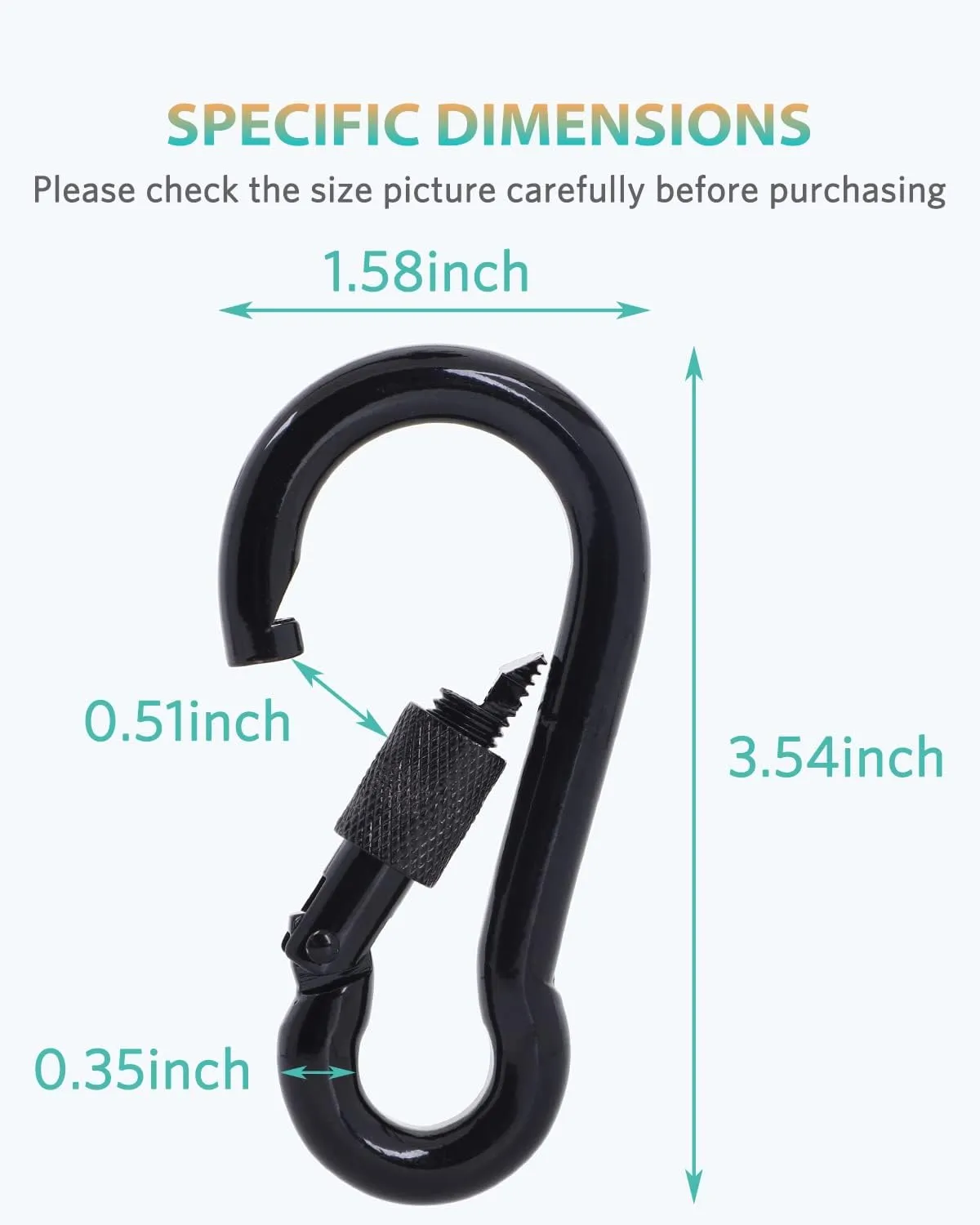 Carabiner Clips, 316 Stainless Steel Carabiner Clip, Heavy Duty Carabiner Hooks, Keychain Carabiners, Multi-Purpose Spring Snap Hook for Dog Leash, Outdoor Camping, Swing, Hammock