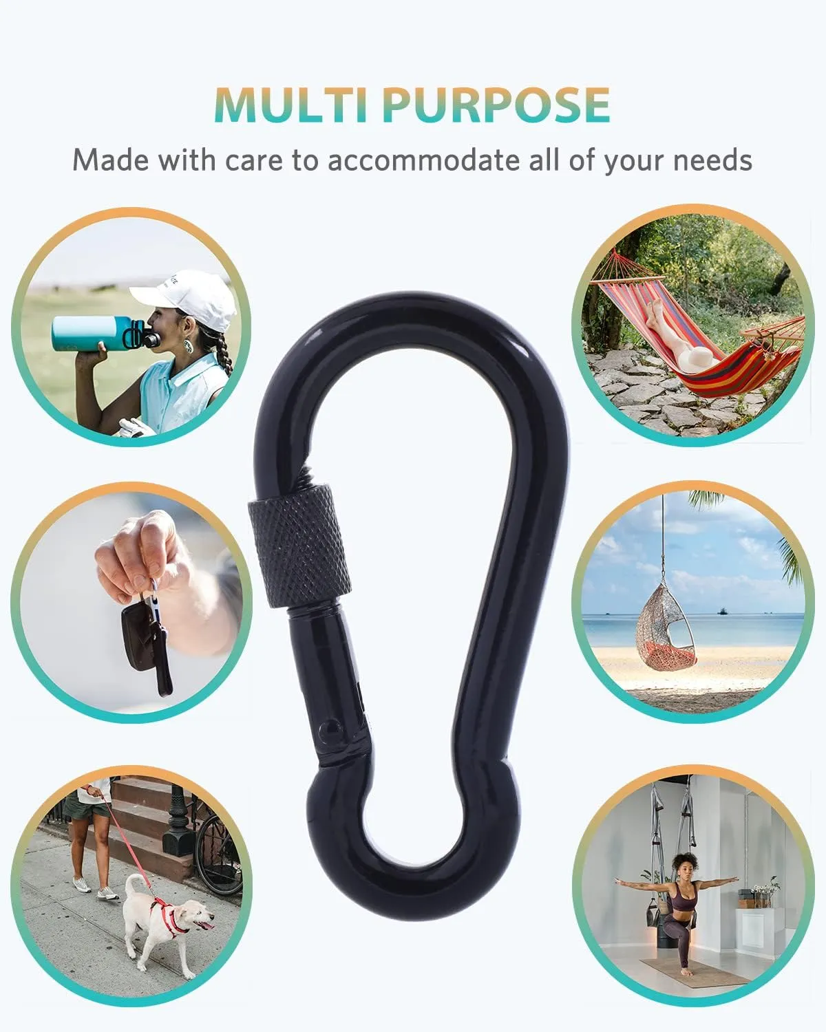 Carabiner Clips, 316 Stainless Steel Carabiner Clip, Heavy Duty Carabiner Hooks, Keychain Carabiners, Multi-Purpose Spring Snap Hook for Dog Leash, Outdoor Camping, Swing, Hammock