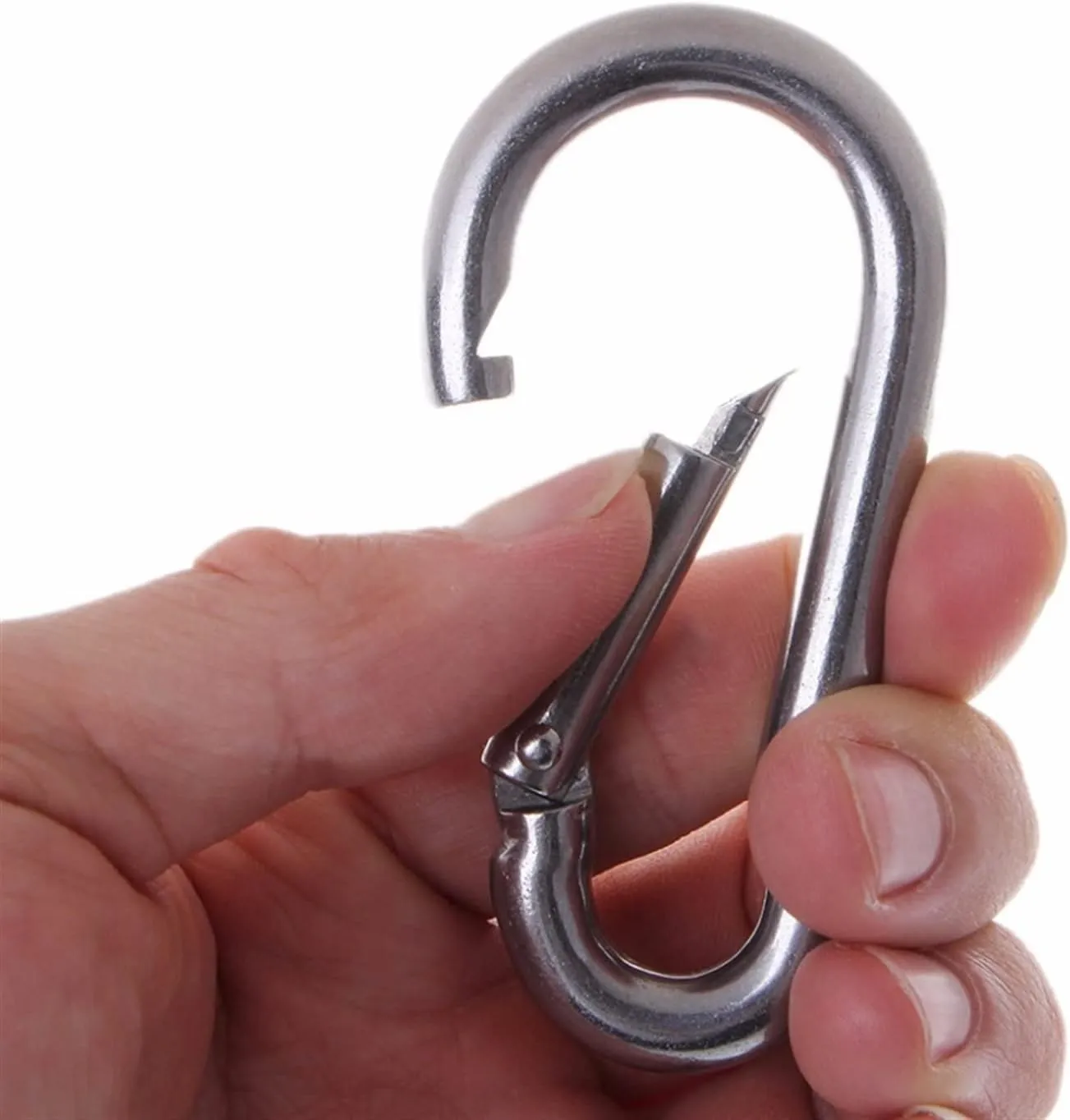 Carabiner Clips,Spring Clips， 304 Stainless Steel SpringSnap Hook Keychain Quick Link Lock Buckle M4-M7