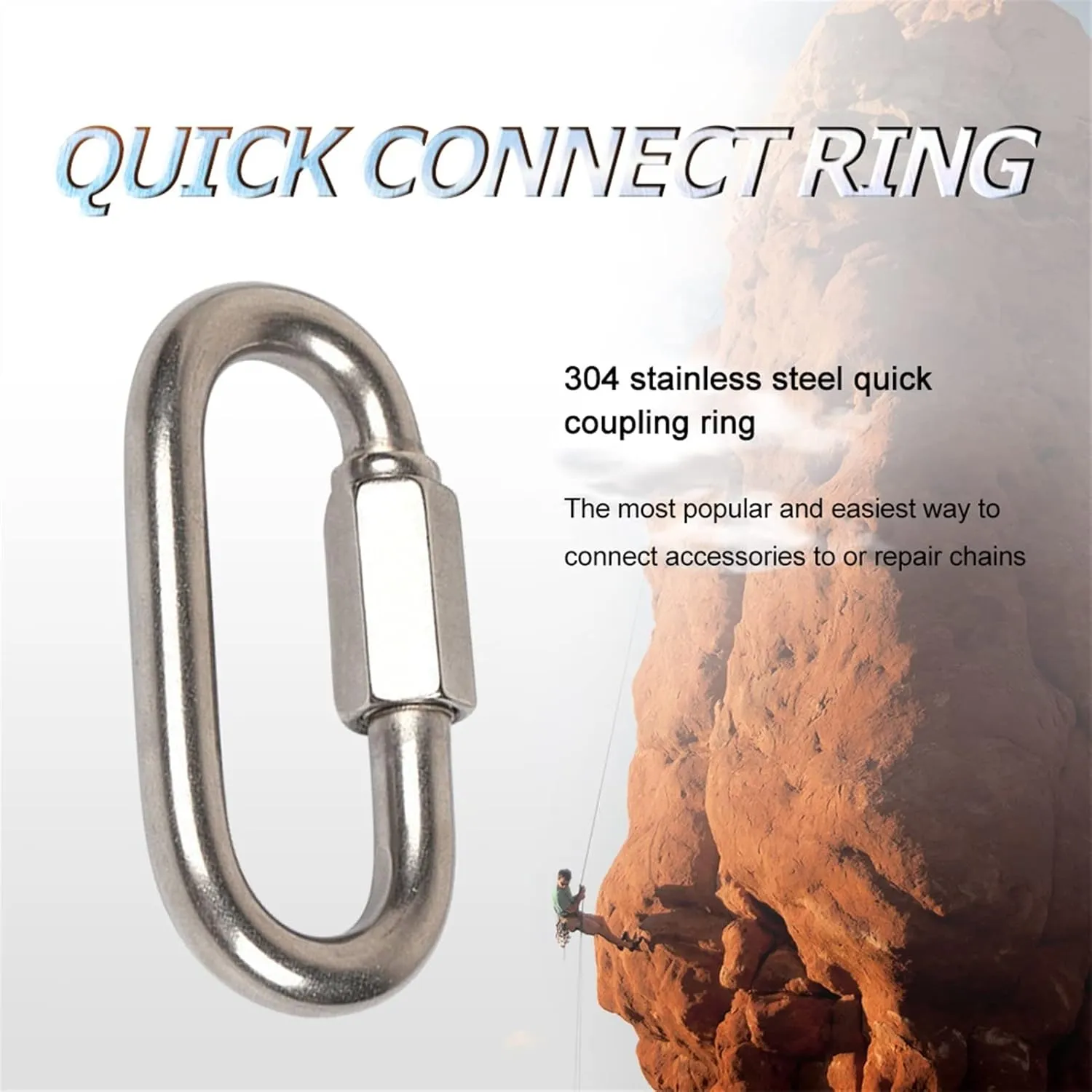 Carabiner Clips,Spring Clips， Multifunctional Stainless Steel Screw Lock Quick Links Climbing GearSafety Snap Hook Chain Connecting Ring Buckle