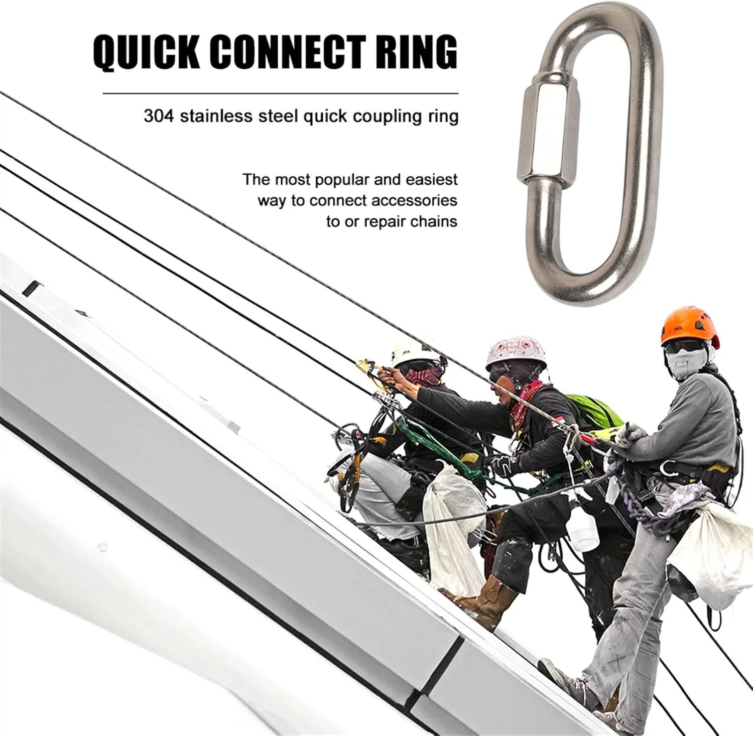 Carabiner Clips,Spring Clips， Multifunctional Stainless Steel Screw Lock Quick Links Climbing GearSafety Snap Hook Chain Connecting Ring Buckle