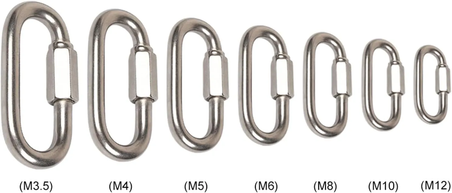 Carabiner Clips,Spring Clips， Multifunctional Stainless Steel Screw Lock Quick Links Climbing GearSafety Snap Hook Chain Connecting Ring Buckle