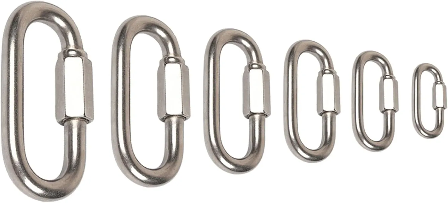 Carabiner Clips,Spring Clips， Multifunctional Stainless Steel Screw Lock Quick Links Climbing GearSafety Snap Hook Chain Connecting Ring Buckle