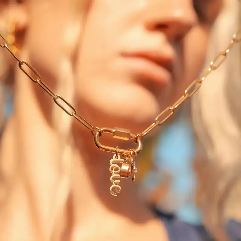 Carabiner Love Charm Paperclip Necklace