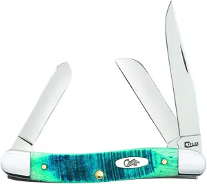 Case WR XX Pocket Knife Medium Stockman Caribbean Blue Jig Bone Item #25597 - (6318 SS) - Length Closed: 3 5/8 Inches