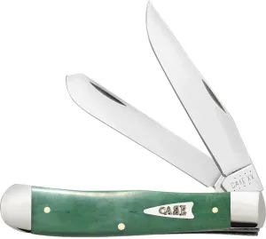 Case XX Pocket Knife TRAPPER - SMOOTH EMERALD GREEN BONE ARROWHEAD SHIELD Item #22859-6254 SS - Length Closed: 4 1/8Inches
