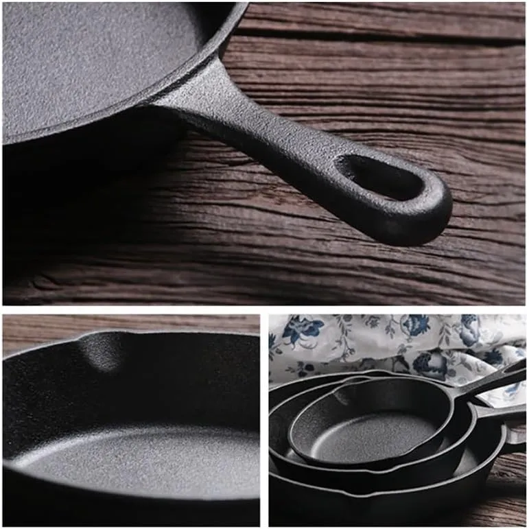 Cast Iron Frying Pan Black Frying Pan, Durable Grill Frying Pan, Stovetop Stovetop, No Chemicals, Indoor And Outdoor Use
