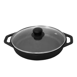 Cast Iron Frying Pan/Skillet (10 Inch / 27.50 cm), Natural Nonstick, Pre-seasoned, 100% Pure, Toxin-free, Induction based Round Fry Pan with Glass Lid