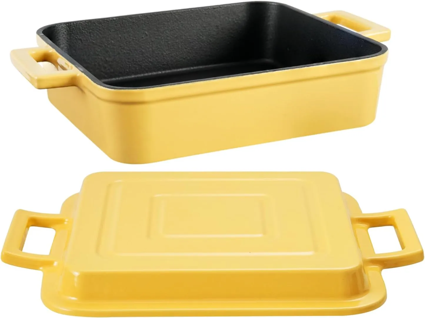 Cast Iron Rectangular Dutch Oven Cast Iron Pan with Skillet Lid 9"X9"Casserole Dishes for Oven 2-In-1 Lasagna Pan set
