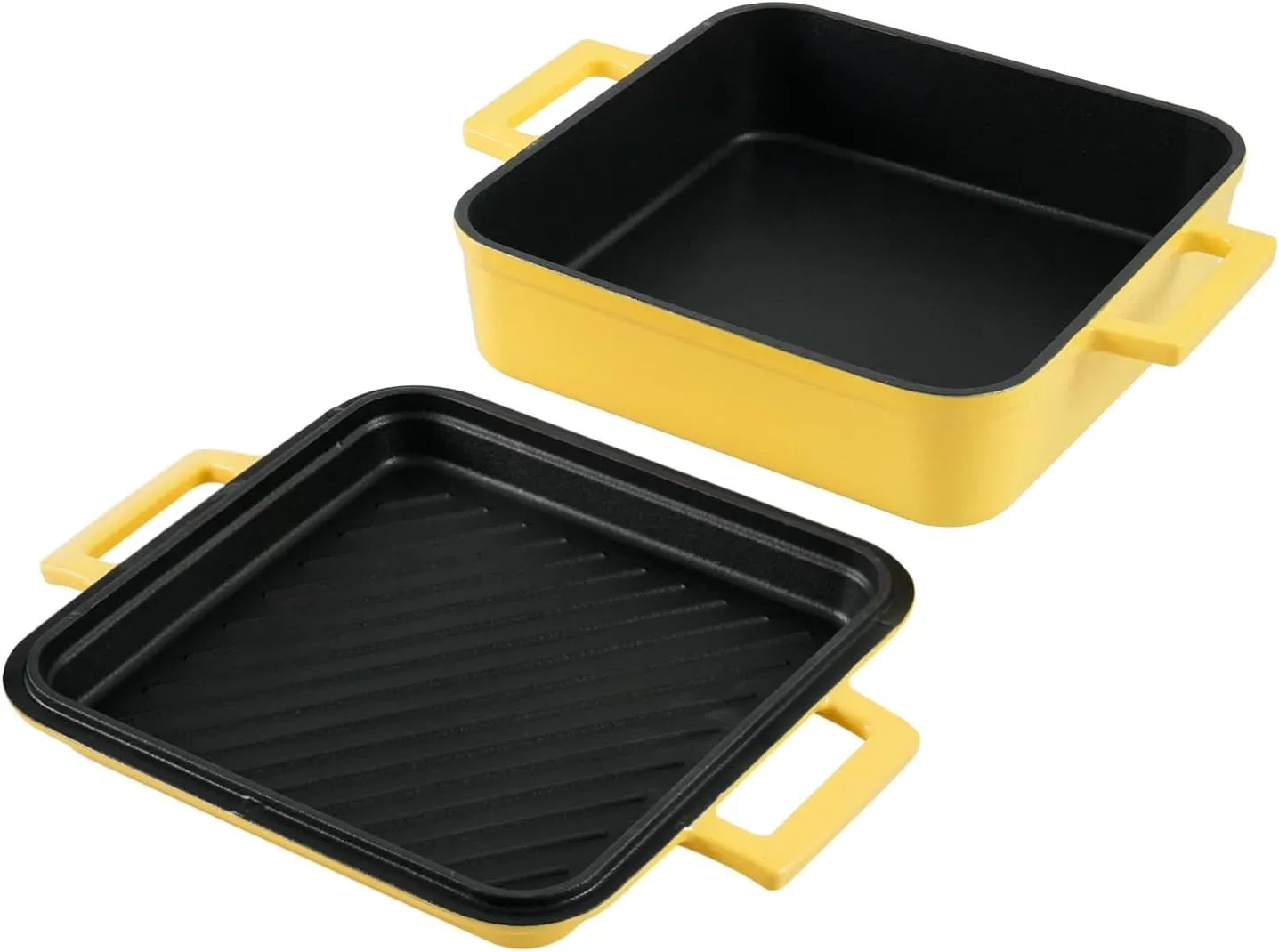 Cast Iron Rectangular Dutch Oven Cast Iron Pan with Skillet Lid 9"X9"Casserole Dishes for Oven 2-In-1 Lasagna Pan set
